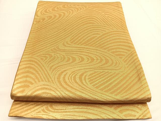 平和屋着物◎六通柄袋帯　流水文　金糸　正絹　逸品　BAAW3024hv