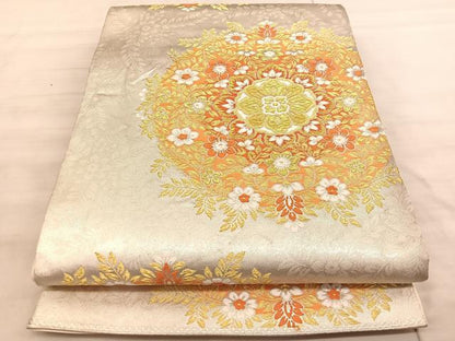 平和屋着物◎六通柄袋帯 唐織 宝相華 金銀糸 正絹 逸品 BAAW3054hv