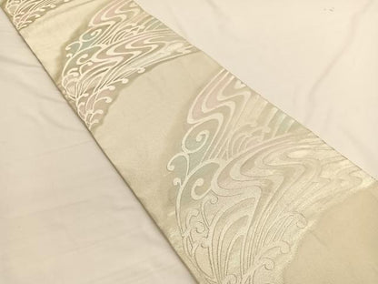 平和屋着物◎六通柄袋帯　流水文　銀糸　正絹　逸品　BAAW3136hv
