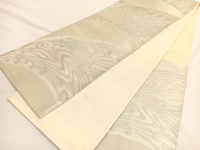 平和屋着物◎六通柄袋帯　流水文　銀糸　正絹　逸品　BAAW3136hv