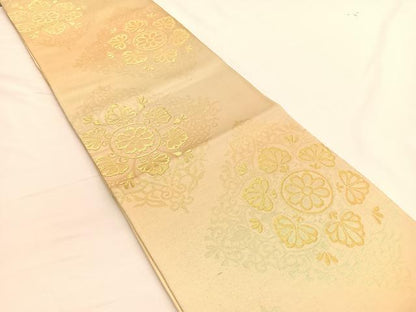 平和屋着物◎六通柄袋帯 花菱文 金糸 正絹 逸品 BAAW3137hv