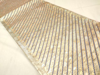 平和屋着物◎全通柄袋帯 ほーび帯 舞桜 斜線文 金糸 正絹 逸品 DAAZ5828ea
