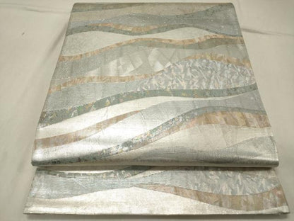 平和屋着物◎太鼓柄袋帯　変わり横段文　正絹　逸品　DAAZ5842ea