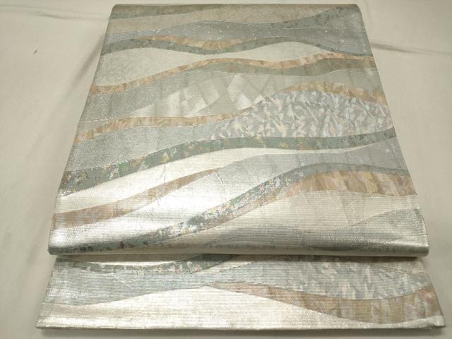 平和屋着物◎太鼓柄袋帯　変わり横段文　正絹　逸品　DAAZ5842ea
