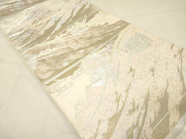 平和屋着物◎西陣 六通柄袋帯 立波文 金銀糸 引箔 正絹 逸品 DAAZ5798ea