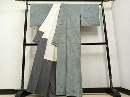 平和屋着物●上質な小紋 紬地 紫陽花 あじさい 正絹 逸品 AABE5903ph