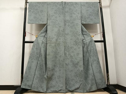平和屋着物●上質な小紋 紬地 紫陽花 あじさい 正絹 逸品 AABE5903ph