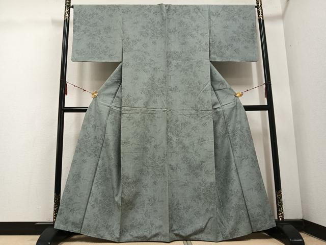 平和屋着物●上質な小紋 紬地 紫陽花 あじさい 正絹 逸品 AABE5903ph