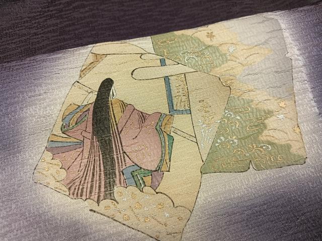 平和屋着物●訪問着　摺工房　渡邊孝　破れ色紙人物文　暈し染め　金銀彩　正絹　逸品　AABE5890ph