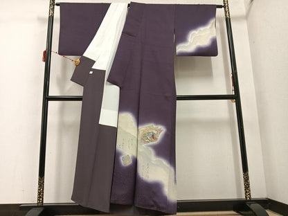 平和屋着物●訪問着　摺工房　渡邊孝　破れ色紙人物文　暈し染め　金銀彩　正絹　逸品　AABE5890ph