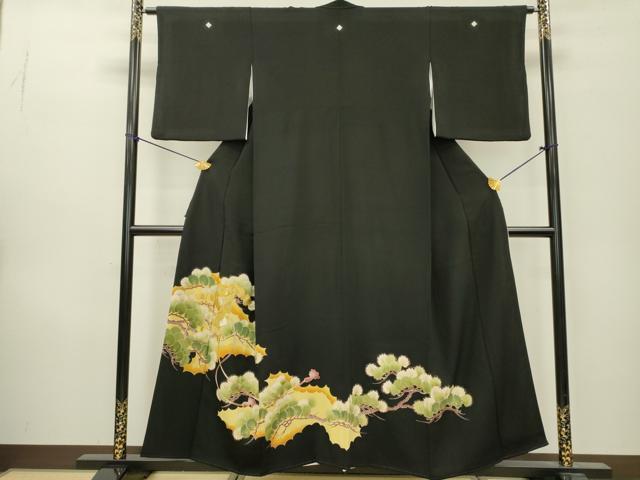 平和屋着物▼豪華黒留袖　刺繍　貝桶枝松文　金彩　正絹　逸品　DAAZ6833fe