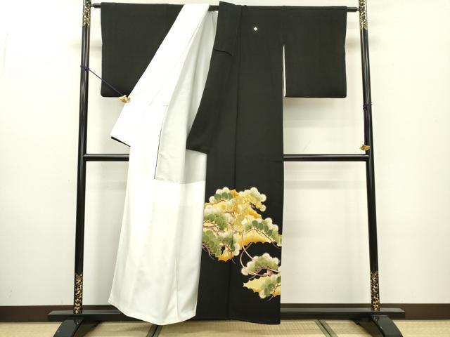 平和屋着物▼豪華黒留袖　刺繍　貝桶枝松文　金彩　正絹　逸品　DAAZ6833fe