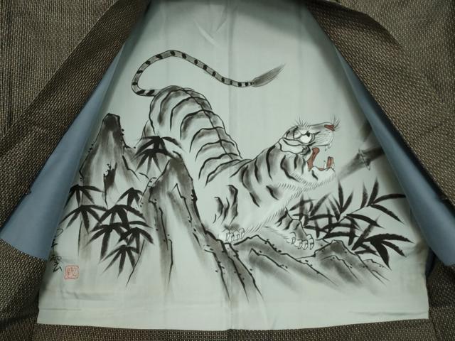 平和屋着物●男性　本場大島紬　アンサンブル　長羽織　亀甲柄　正絹　逸品　DAAY997az