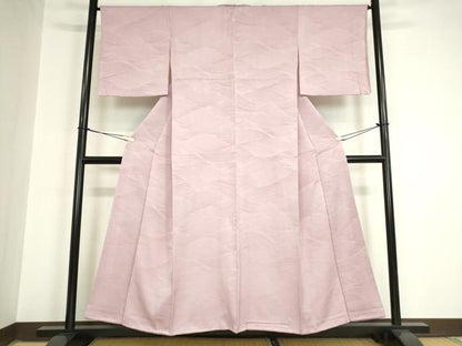 平和屋着物●上質な色無地　流水地紋　紅藤色　正絹　逸品　未使用　DAAY9955az