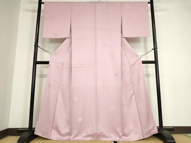平和屋着物●上質な色無地　亀甲花地紋　紅藤色　正絹　逸品　DAAY9956az
