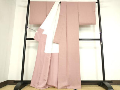 平和屋着物●上質な色無地　霞地紋　梅鼠色　正絹　逸品　DAAY9960az