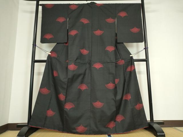 平和屋着物●本場大島紬　7マルキ　地空き　扇面文　正絹　逸品　未使用　DAAY9946az