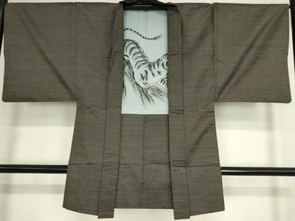 平和屋着物●男性　本場大島紬　アンサンブル　長羽織　亀甲柄　正絹　逸品　DAAY997az