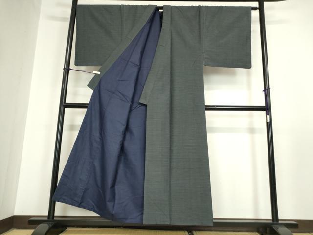 平和屋着物○男性 紬 アンサンブル 長羽織 霞文 正絹 逸品 DAAY9966az