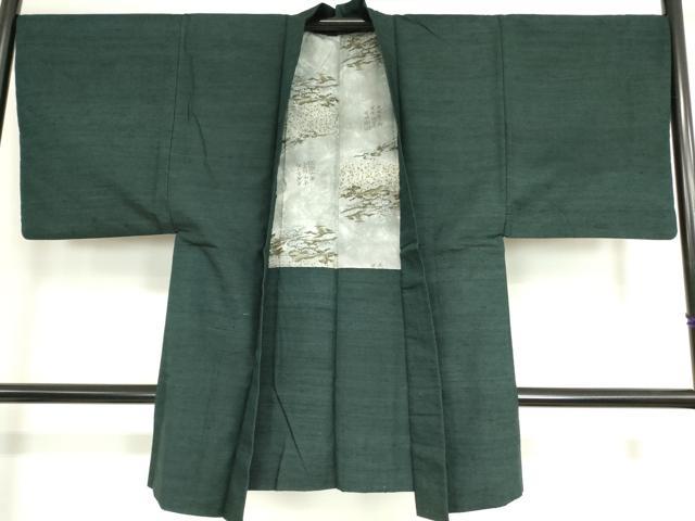 平和屋着物●男性 紬 アンサンブル 長羽織 褐返色 正絹 逸品 DAAY9963az