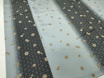平和屋着物●上質な小紋 楽器花文 金彩 正絹 逸品 未使用 DABA4014az