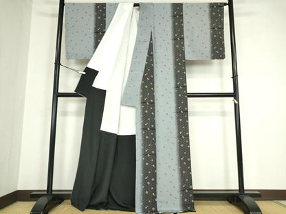 平和屋着物●上質な小紋 楽器花文 金彩 正絹 逸品 未使用 DABA4014az
