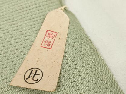 平和屋着物＊夏物 色無地 反物 着尺 駒絽 本草木染 五泉 抹茶色 逸品 未使用 DABA7341zzz