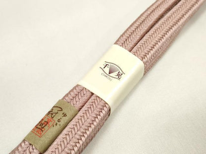 平和屋着物●和装小物　帯締め・帯揚げセット　丹後織　薄柿色　ちりめん　冠組　逸品　未使用　DABA7380zzz