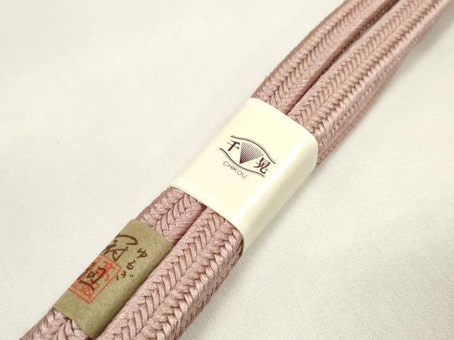 平和屋着物●和装小物　帯締め・帯揚げセット　丹後織　薄柿色　ちりめん　冠組　逸品　未使用　DABA7380zzz