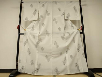 平和屋着物＊夏物 小紋 紗 麻の葉文様 洗える着物 未使用 AABE4764jd