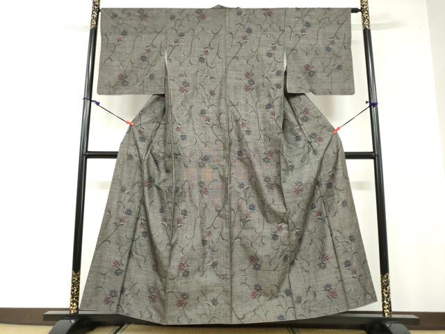 平和屋着物○本場大島紬 9マルキ 更紗花唐草文 正絹 逸品 CABA1186hy 平和