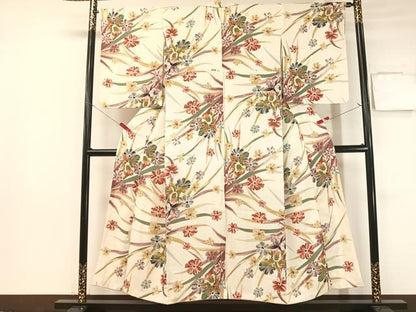 平和屋着物●上質な小紋　草花文　金彩　正絹　逸品　CABB4875vp