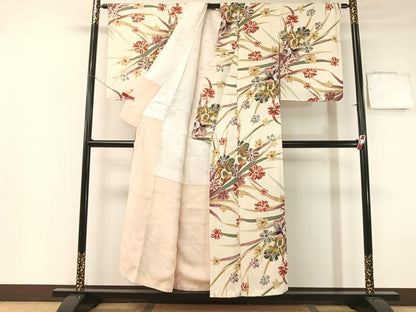 平和屋着物●上質な小紋　草花文　金彩　正絹　逸品　CABB4875vp