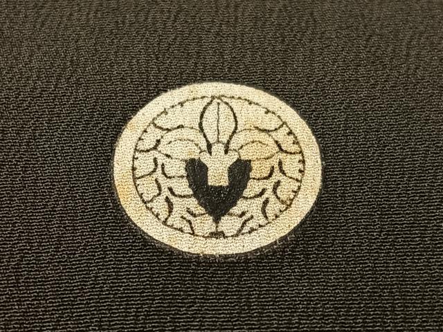 平和屋着物●アンティーク　大正ロマン　黒留袖　檜扇花文　金彩　正絹　逸品　CABB4966vp