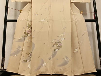 平和屋着物●訪問着　枝花文　暈し染め　金彩　正絹　逸品　AABE7343ph