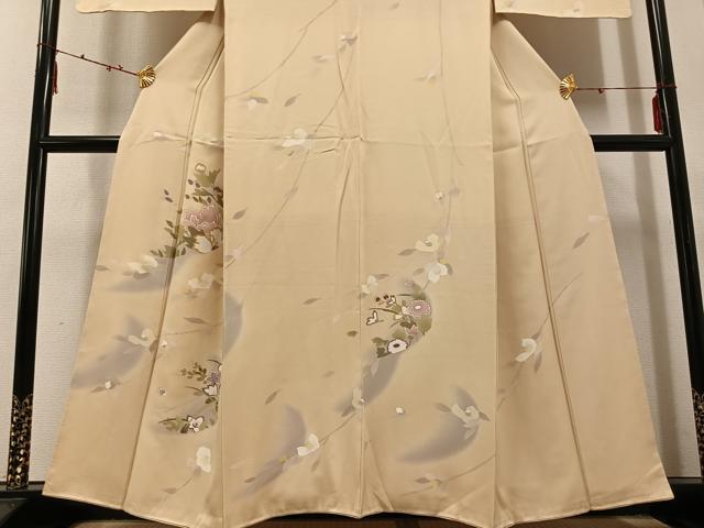 平和屋着物●訪問着　枝花文　暈し染め　金彩　正絹　逸品　AABE7343ph