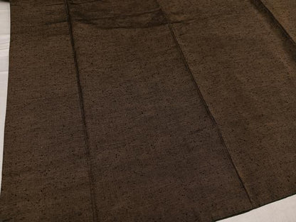 平和屋着物●男性　紬　色無地　涅色　正絹　逸品　AABE7362ph