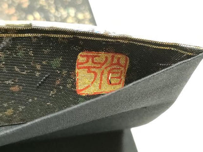 平和屋着物●金彩友禅作家　金彩の魔術師　堀省平　金煌織　太鼓柄袋帯　花唐草文　金銀彩　引箔　正絹　逸品　CABB5765hy