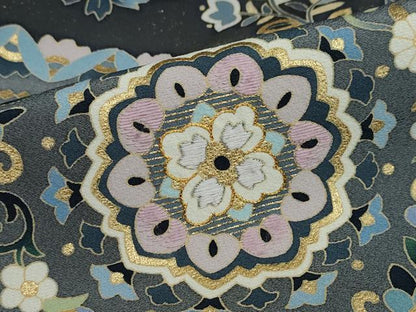 平和屋着物●豪華色留袖　作家物　駒刺繍　貝紫　洋花文　金彩　正絹　逸品　DABB0032ud