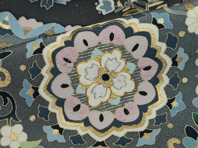 平和屋着物●豪華色留袖　作家物　駒刺繍　貝紫　洋花文　金彩　正絹　逸品　DABB0032ud