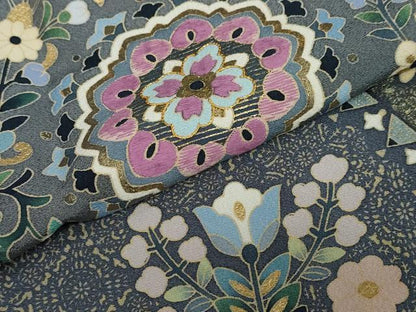 平和屋着物●豪華色留袖　作家物　駒刺繍　貝紫　洋花文　金彩　正絹　逸品　DABB0032ud