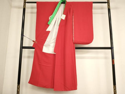 平和屋着物∵女の子 十三参り 子供 祝着 猩々緋色 正絹 逸品 AABE2232ja