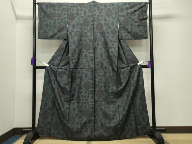 平和屋着物●本場大島紬　吉祥花文　正絹　逸品　CABA9998gh
