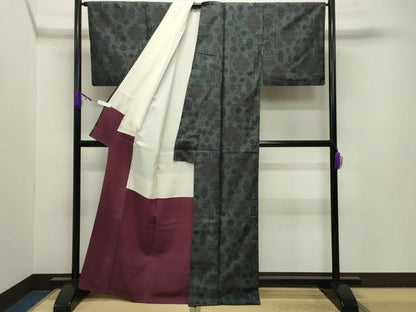 平和屋着物●本場大島紬　吉祥花文　正絹　逸品　CABA9998gh