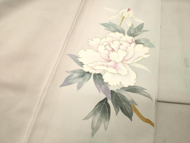 平和屋着物●訪問着　作家物　刺繍　牡丹花文　暈し染め　金彩　正絹　逸品　CABB0011gh 平和屋着物○訪問着 作家物 刺繍 牡丹花文 暈し染め 金彩