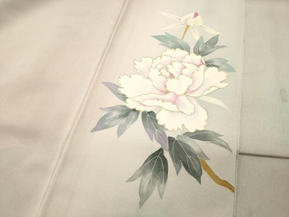 平和屋着物●訪問着　作家物　刺繍　牡丹花文　暈し染め　金彩　正絹　逸品　CABB0011gh