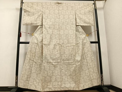 平和屋着物●本場大島紬　白大島　一元7マルキ　花尽くし　正絹　逸品　AABE7399ph