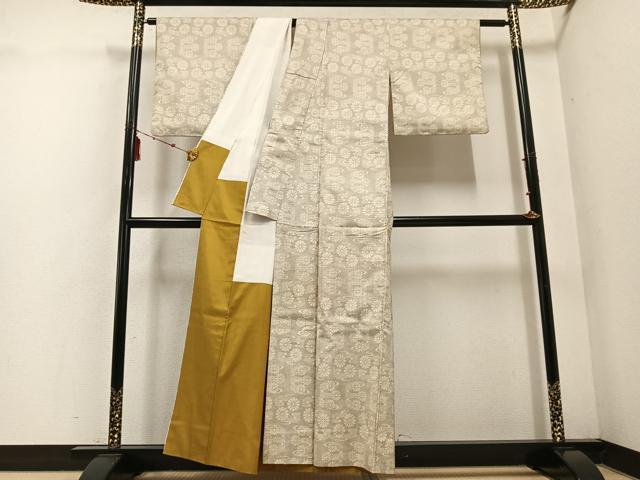 平和屋着物●本場大島紬　白大島　一元7マルキ　花尽くし　正絹　逸品　AABE7399ph