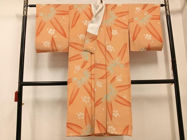 平和屋着物●長襦袢　袷　梅笹文　広衿仕立て　正絹　逸品　AABE8086ph