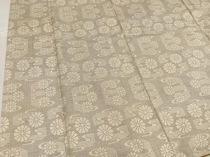 平和屋着物●本場大島紬　白大島　一元7マルキ　花尽くし　正絹　逸品　AABE7399ph